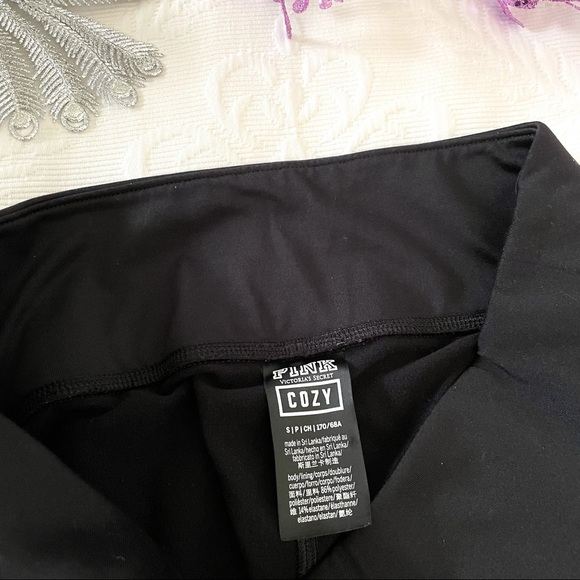 vs pink | cozy fleece-lined leggings grey and silver size small - Picture 3 of 6